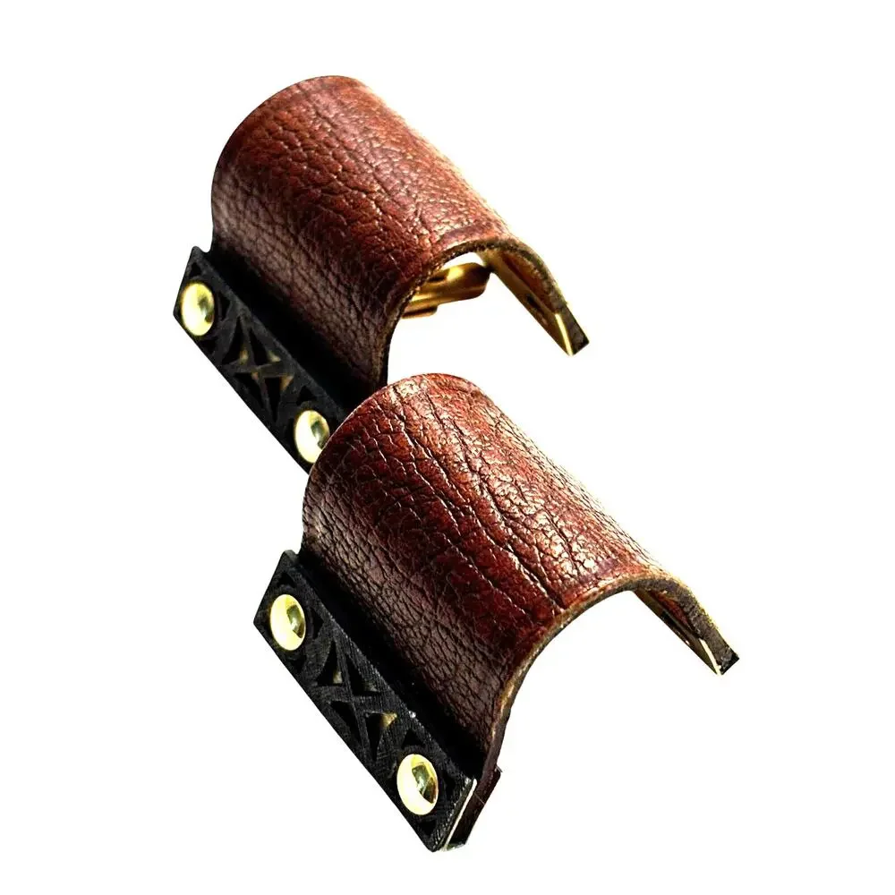 Vintage cufflinks brown leather wraps gold geometric details unique statement